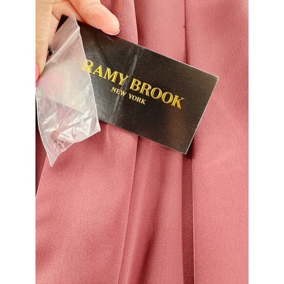 RAMY BROOK Madalane Dress Size 00 Cabernet Maroon $695 Deep V Long Sleeve - Picture 3 of 6